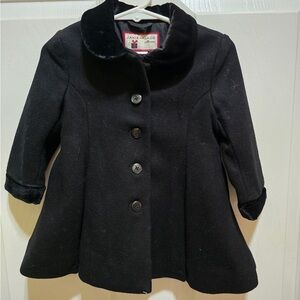 Janie and Jack Victorian Holiday 6 12 M Velvet Trimmed Black Coat NWT